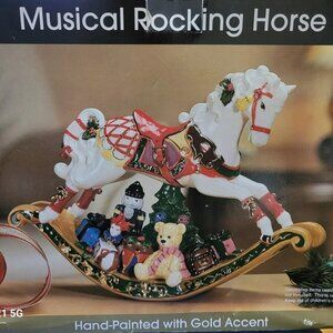 Rocking Horse Display Christmas musical rocking horse hand painted Ceramic